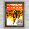 Quadro com cartaz pôster de filme antigo de motociclismo .