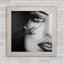 Quadro decorativo mulher de olhos verdes .