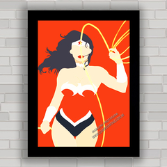 Quadro com cartaz pôster de super heróis Marvel DC Mulher Maravilha .