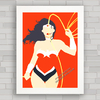 Quadro com cartaz pôster de super heróis Marvel DC Mulher Maravilha .