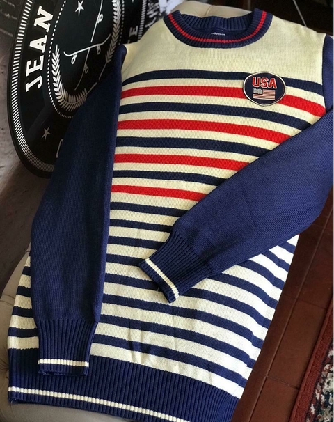 Sweater rayado "Usa" Vintage