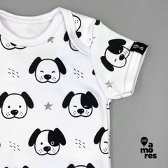 Body Manga Curta Dog Head - Dois Amores Baby & Pet