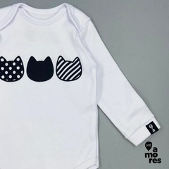 Body Manga Longa Cat Head Localizado - Dois Amores Baby & Pet