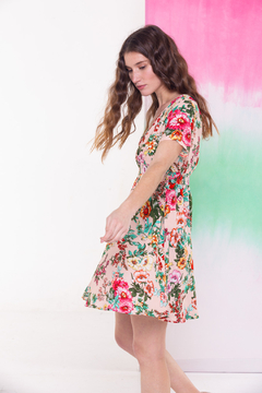 (CH) VESTIDO FLORES CON SMOCK (26838) - comprar online