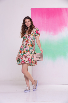 (CH) VESTIDO FLORES CON SMOCK (26838)