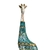 Escultura Girafa Africana Moderna Azul Fosco Adornada De Pedrarias