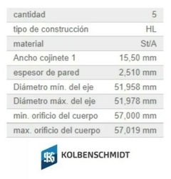 Jgo Cojinetes Bancada - KS AUDI A3 A4 A5 Tt - SEAT Leon Toledo - tienda online