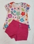 Conjunto Infantil Feminino Blusa Estampas Flores + Short Rosa