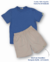 Conjunto Masculino Basico Infantil Camisa Azul + Short Areia