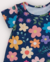 Vestido Básico Bebê em Malha Azul - Flores e Folhas - comprar online