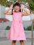 Vestido Saia Franzida com Faixa Infantil - Rosa - comprar online