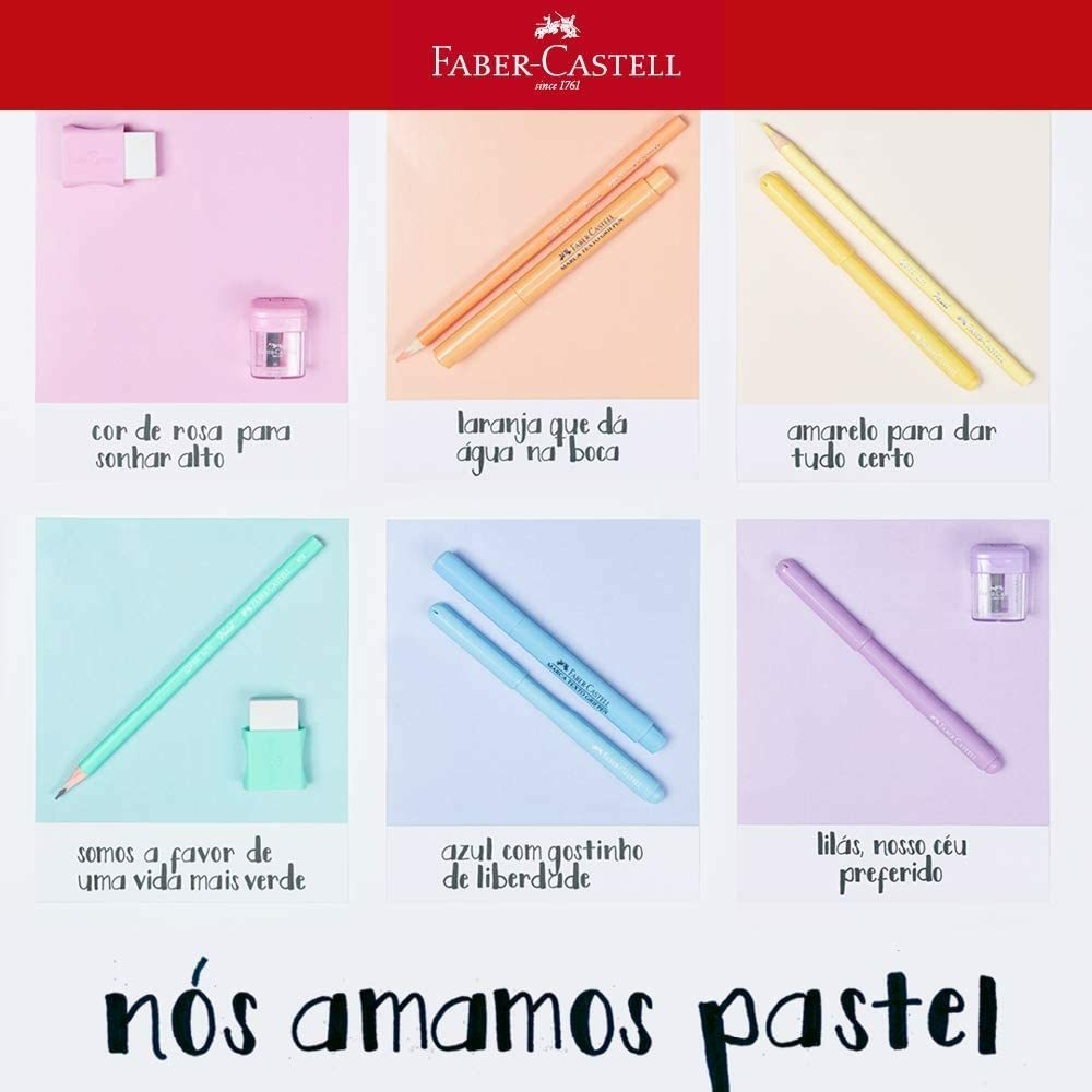 Lápis de Cor Ecolápis Faber-Castell Cor Pastel 10 Unidades