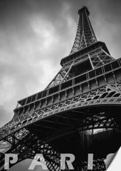 Imagem do Placa decorativa Torre Eiffel em preto e branco