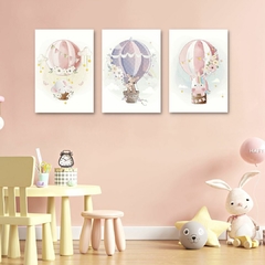 Placa Decorativa Elefantes mãe e filhote no balão rosa - comprar online