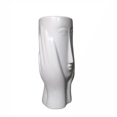 Vaso Decorativo de Cerâmica Face - Cinza Acetinado - Quero Decor