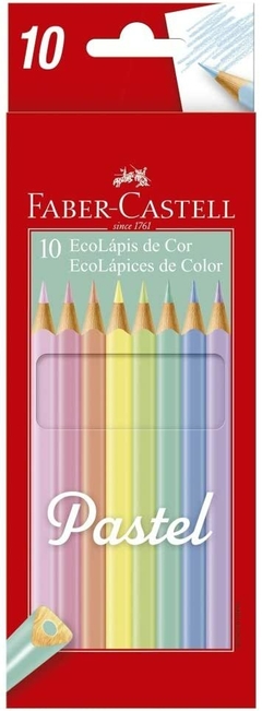 Lápis de Cor Triangular EcoLápis Pastel 10 Cores Faber-Castell 