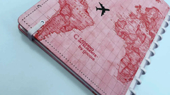 Caderno inteligente by gocase mapa mundi rosa - grande