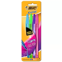 CANETA ESFEROGRÁFICA CRISTAL FASHION COLORS KIT COM 04 UNIDADES – BIC