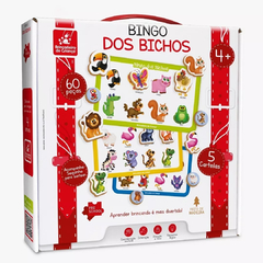 Bingo dos bichos 68 peças em madeira - brincadeira de criança