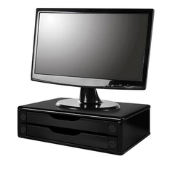 Suporte P/Monitor 2 Gavetas Mdf Black Piano - Souza