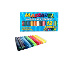 Massa Para Modelar 12 cores Com Glitter - MASSABEL