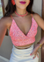 Cropped top paetês coral