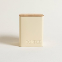 LATA CUADRADA TAPA BAMBOO COFFEE 11X11X14 CM - comprar online