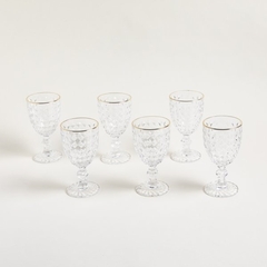 SET X6 COPAS TRANSPARENTES BORDE DORADO - comprar online