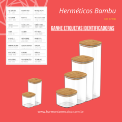 KIT POTES HERMÉTICOS TAMPA DE BAMBU