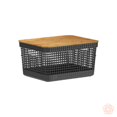 CESTO ORG. TAMPA DE BAMBU GRID 8L - comprar online