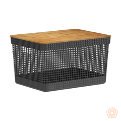 CESTO ORG. TAMPA DE BAMBU GRID 20L - comprar online