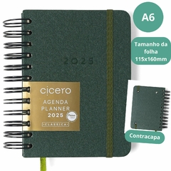 Agenda Diária 2025 CICERO A6 (11,5X16) Mini Planner Wire-O Classico VERDE OLIVA - comprar online