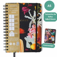 Agenda CICERO A5 2025 - Planner Semanal Anotações WIRE-O ATELIE PRETO - comprar online