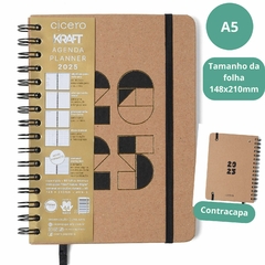 Agenda CICERO A5 2025 - Planner Semanal Anotações WIRE-O - KRAFT - comprar online