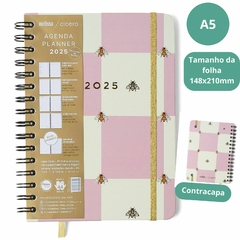 Agenda CICERO A5 2025 - Planner Semanal Anotações WIRE-O MELISSA CASA DAS ABELHAS ROSE - comprar online