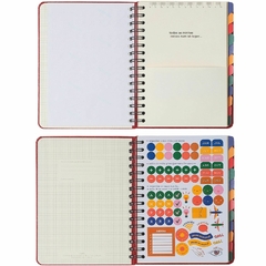 Planner Permanente CICERO A5 Wire-O Semanal Notas Classica Vermelho (Não Datado) - loja online