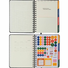 Agenda CICERO A5 2025 - Planner Wire-O Semanal Notas c divisória BOSSA NOVA PONTOS OFF WHITE - loja online