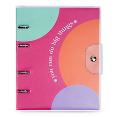 CADERNO FICHÁRIO PREMIUM CAPA PVC ARGOLADO, ULTRA 16,5 X 24 CM, COLOR MATCH SUMMER