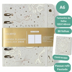 Agenda A6 CICERO 2025 Mini Planner Argolado Semanal Anotações 10,5cm x 16cm ASTRAL MARE OFF WHITE - comprar online