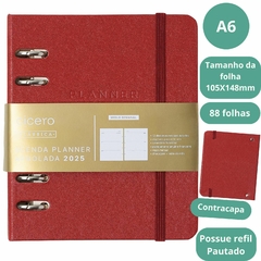 Agenda A6 CICERO 2025 Mini Planner Argolado Semanal Anotações 10,5cm x 16cm Classico VERMELHO QUENTE - comprar online