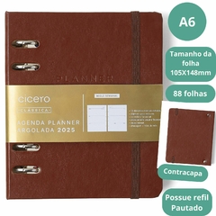 Agenda A6 CICERO 2025 Mini Planner Argolado Semanal Anotações 10,5cm x 16cm CAFE - comprar online