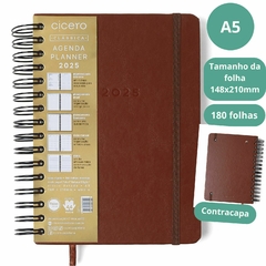 Agenda DIARIA CICERO A5 2025 - Planner Wire-O CLASSICA CAFE 7899866826410 - comprar online