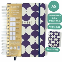 Agenda DIARIA CICERO A5 2025 - Planner Wire-O BOSSA NOVA BOEMIA AZUL - comprar online