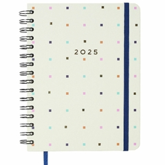 Agenda CICERO A5 2025 - Planner Wire-O Semanal Notas c divisória BOSSA NOVA PONTOS OFF WHITE