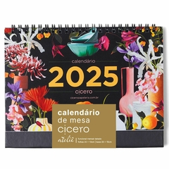 Calendário de Mesa 2025 CICERO 20X15 ATELIE Preto Flores