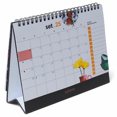 Calendário de Mesa 2025 CICERO 20X15 ATELIE Preto Flores - loja online