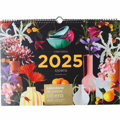 Calendário de Parede CICERO A3 2025 ATELIE PRETO E FLORES