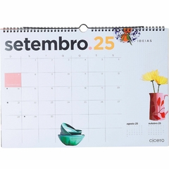 Calendário de Parede CICERO A3 2025 ATELIE PRETO E FLORES - loja online