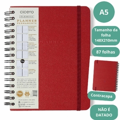 Planner Permanente CICERO A5 Wire-O Semanal Notas Classica Vermelho (Não Datado) - comprar online