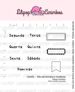 Cartela de Carimbos - "Dias da semana e Molduras" - Lilipop Carimbos